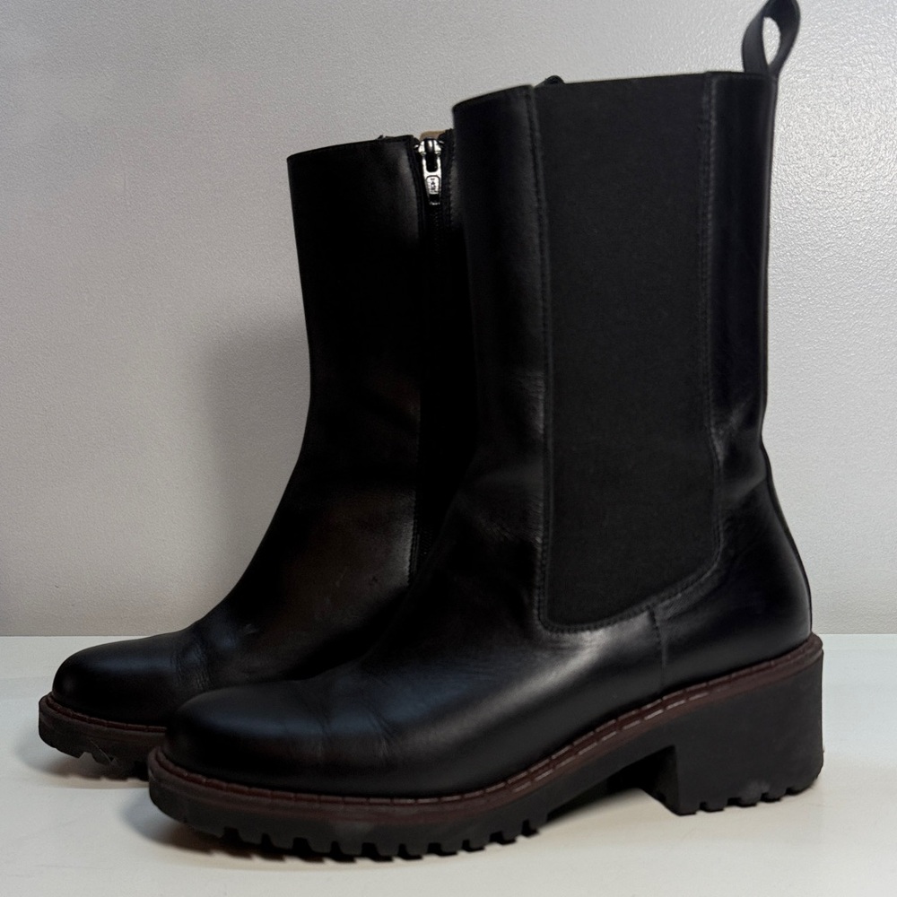 Italian Sleek Black Leather Combat Boots